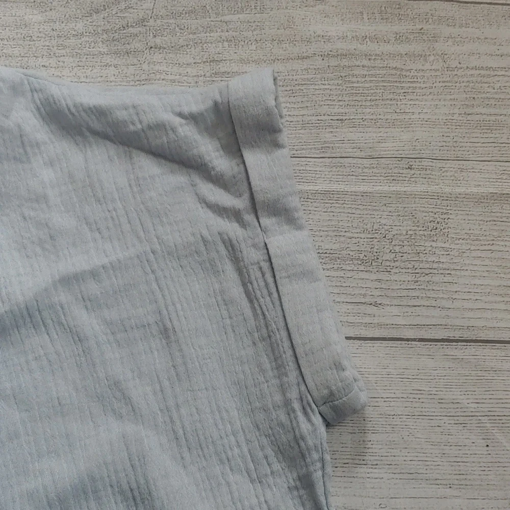 By Together Gauze Button-Front Romper – Light Blue